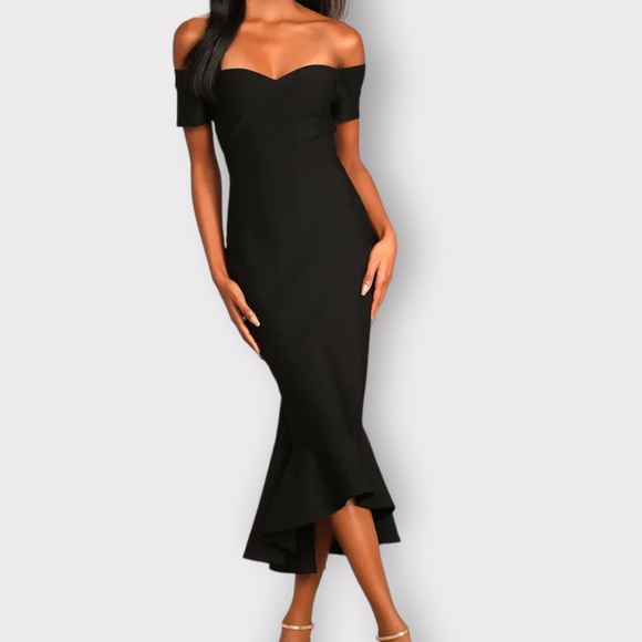 Lulus Dresses & Skirts - Lulu’s How Much I Care Off Shoulder Midi Dress